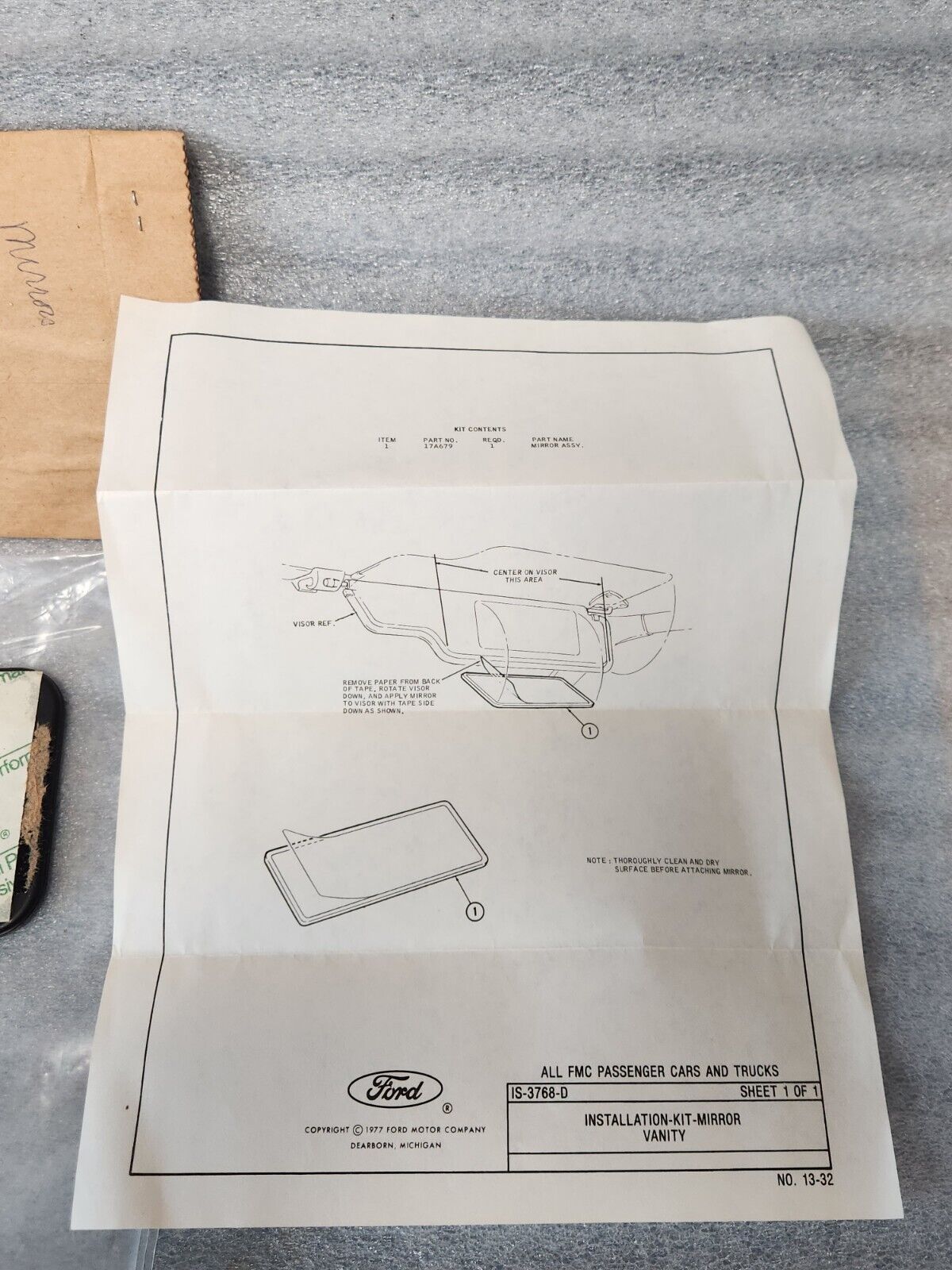 NOS 1966-1973 Ford Mustang Fairlane Galaxie Lincoln Tbird VISOR VANITY MIRROR