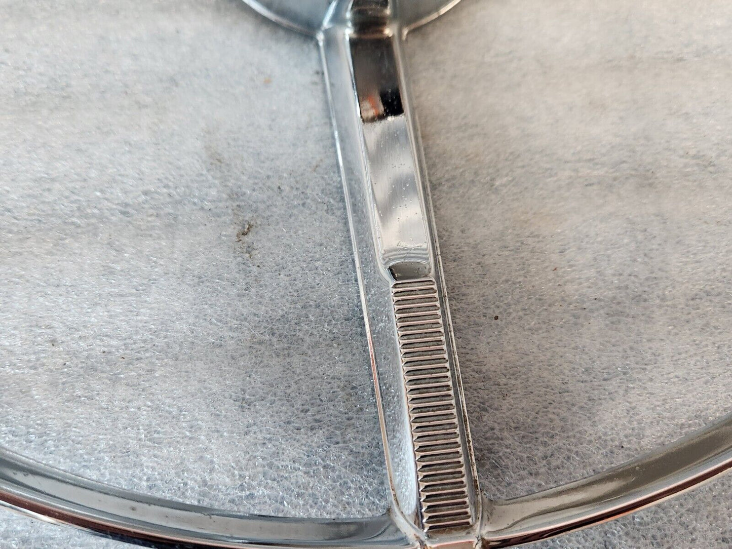 1963 1964 Ford Galaxie Horn Ring w/ Clear & Blue Steering Wheel Center Emblem