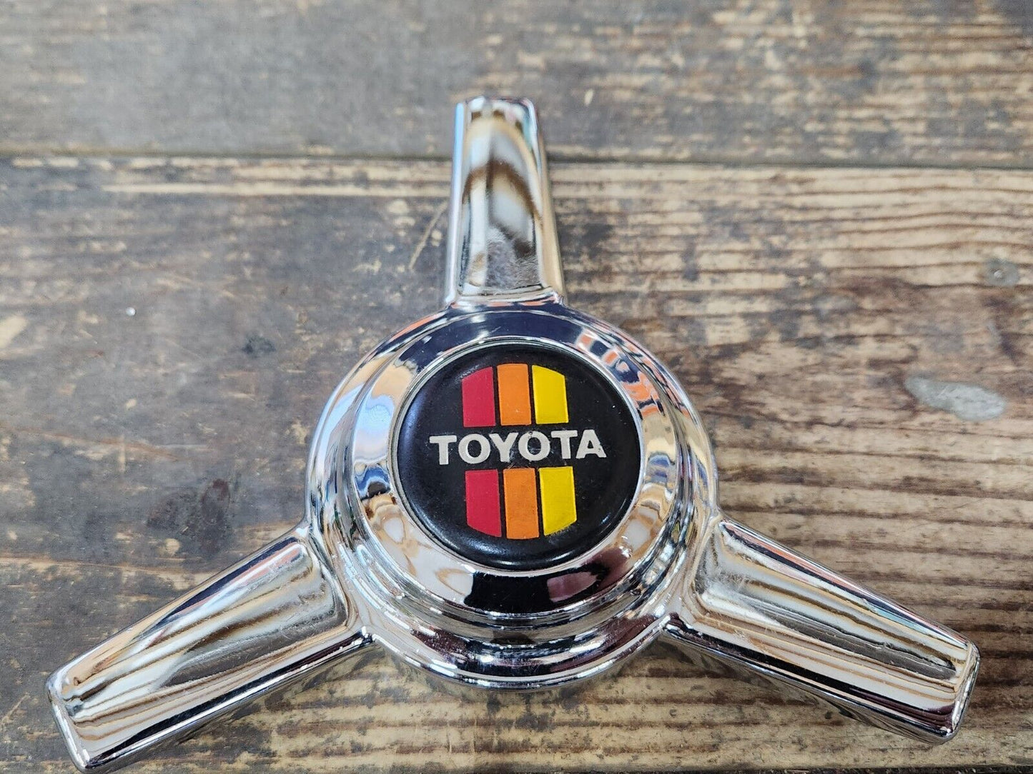 RARE VTG NOS TRD Toyota Tri Spoke Chrome Knock Off Spinner Wheel Center Caps Set