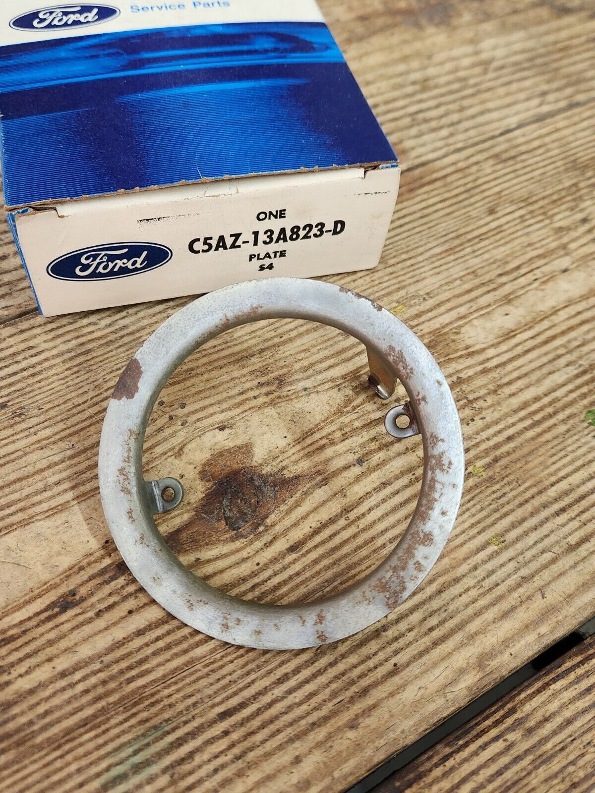 NOS OEM 1965-67 Ford Galaxie  Custom Horn Ring Brush Plate C5AZ-13A823-D