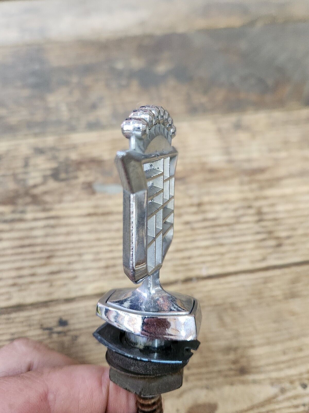 1977-81 Cadillac Deville Skeleton Hood Ornament  1610460 with Base and Nut