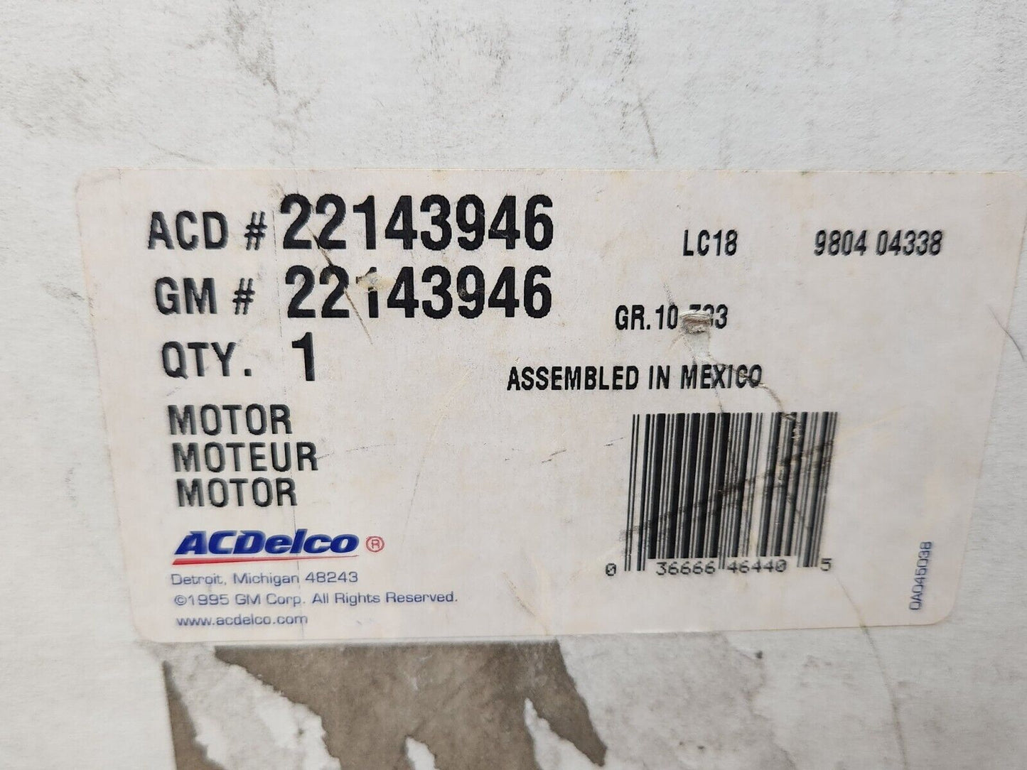 NEW ACDelco Power Window Lift Motor 22143946 Buick Cadillac Chevy Olds 1991-2005
