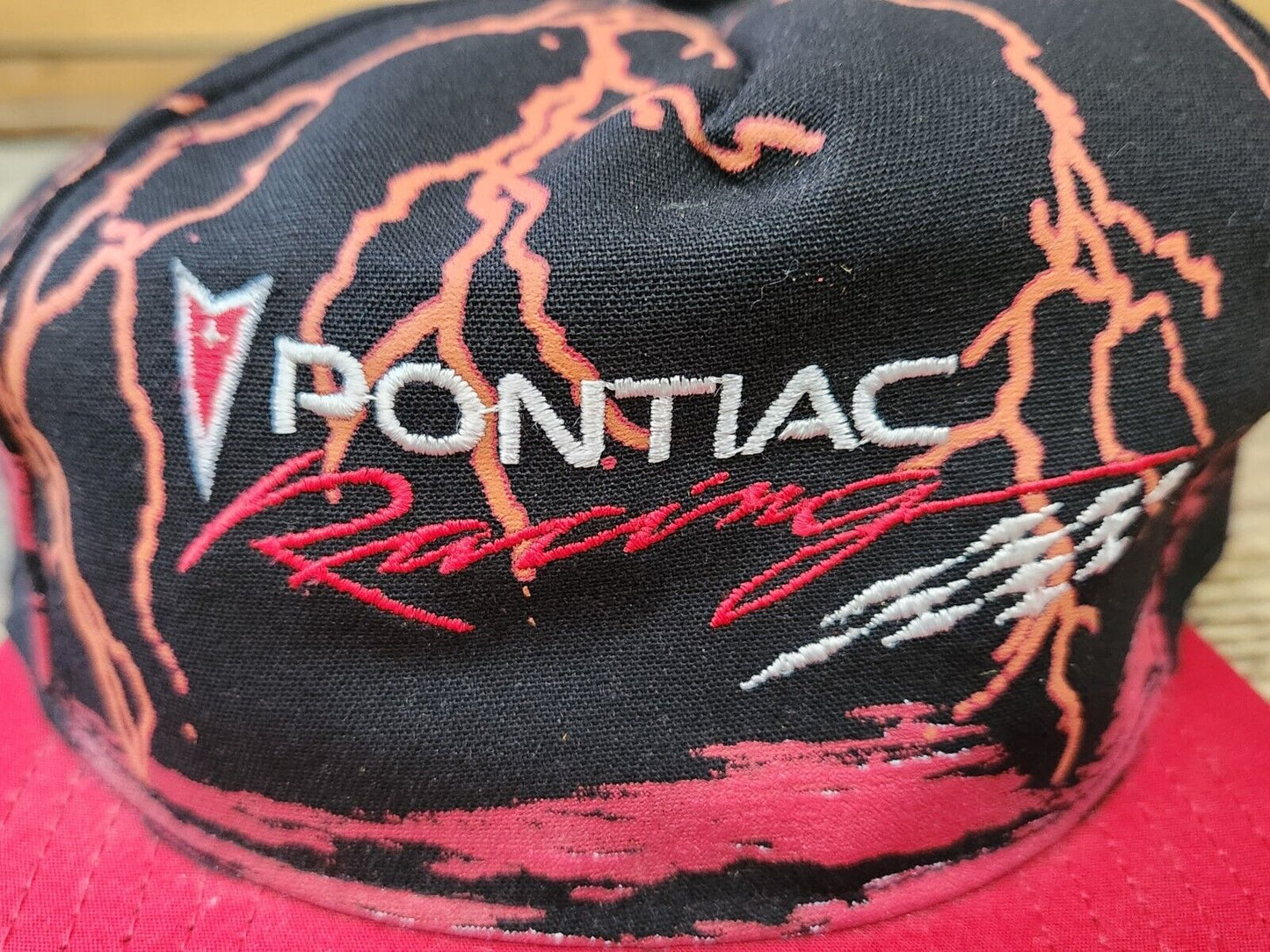 NEW Pontiac Racing Lightning Hat Flag Logo Snapback Cap USA Swingster 80’s 90's