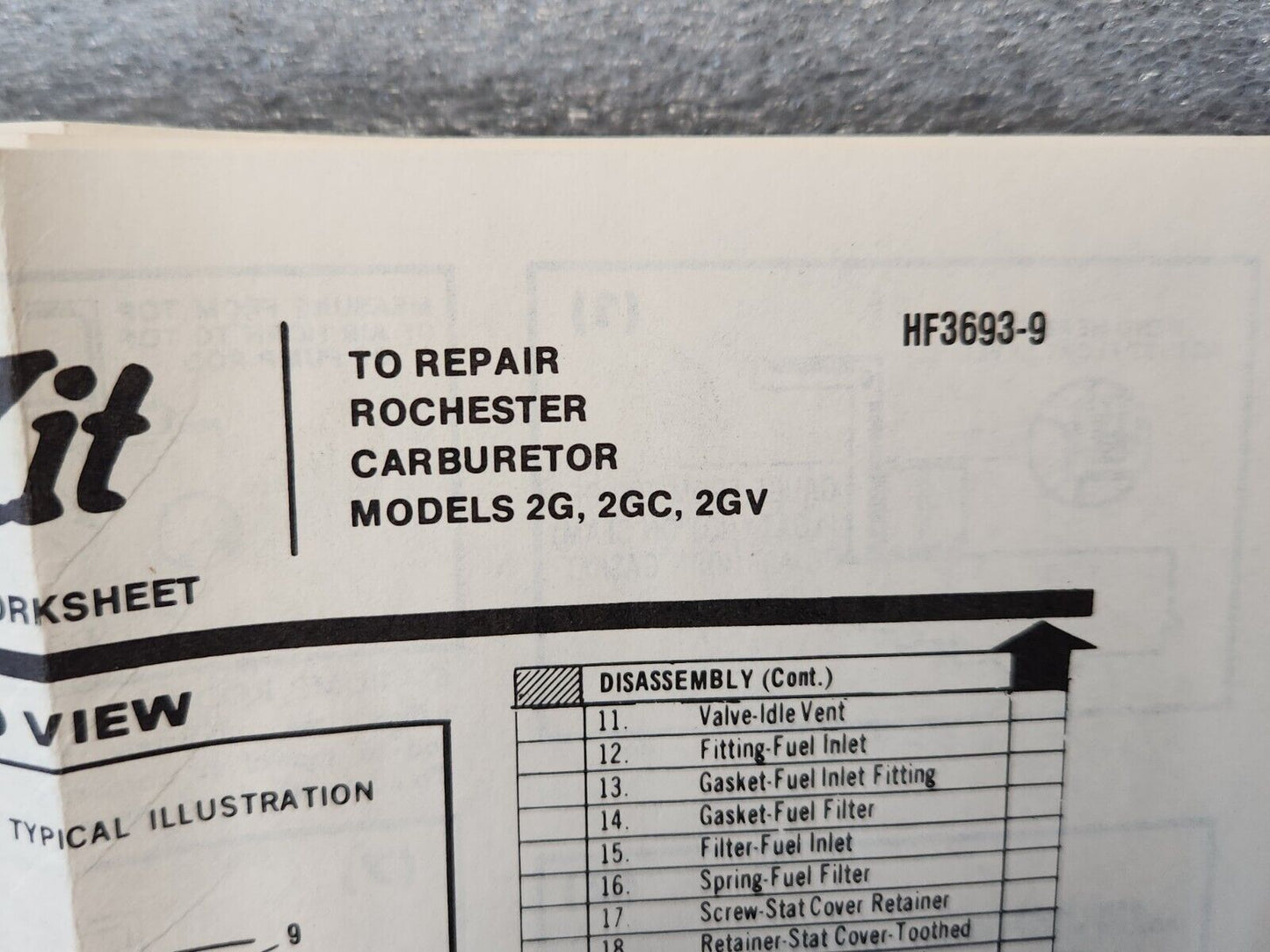 NEW 1974-1975 Chevy GMC Truck 350 Carburetor Rebuild Kit Rochester 2GV 2 Barrel