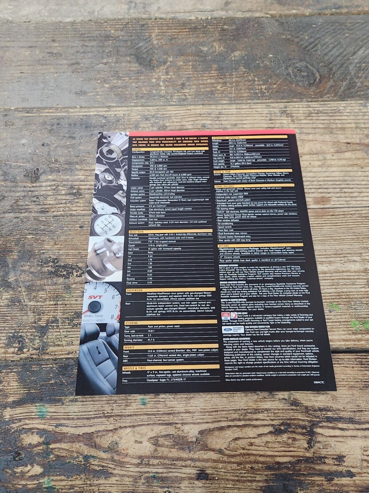 2004 Ford Mustang SVT Cobra Sales Brochure Card Sheet NEW Dealership PROMO