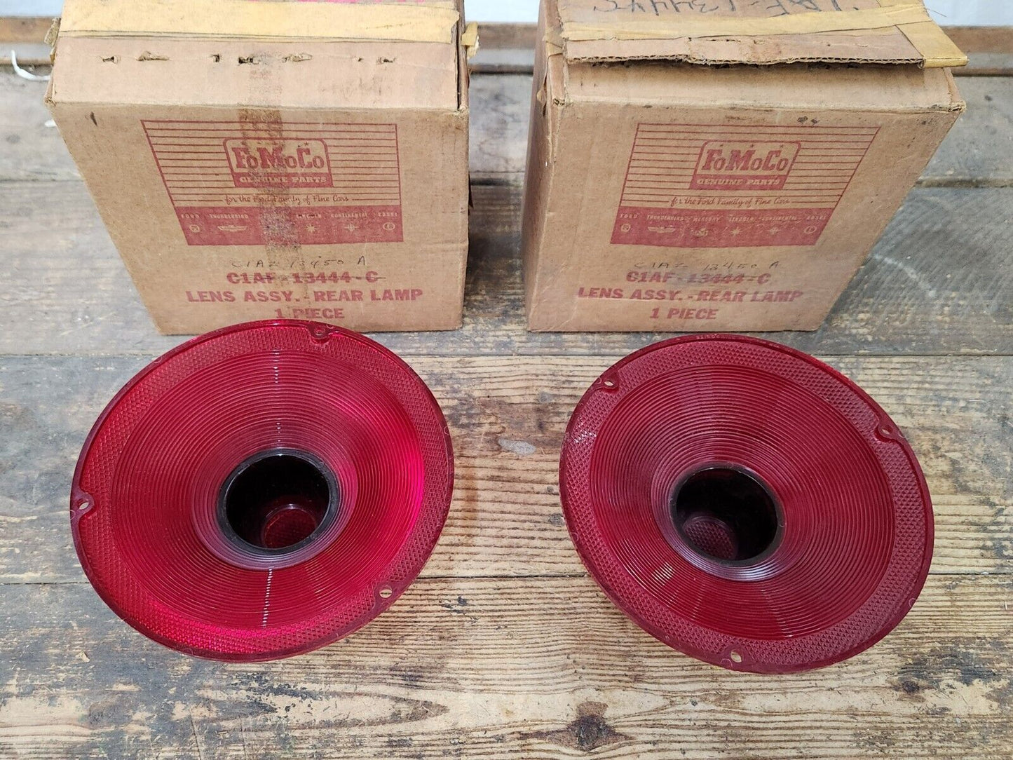 NOS OEM PAIR 1961 FORD FAIRLANE GALAXIE TAIL LIGHT LAMP LENS W/O BACK UP NIB