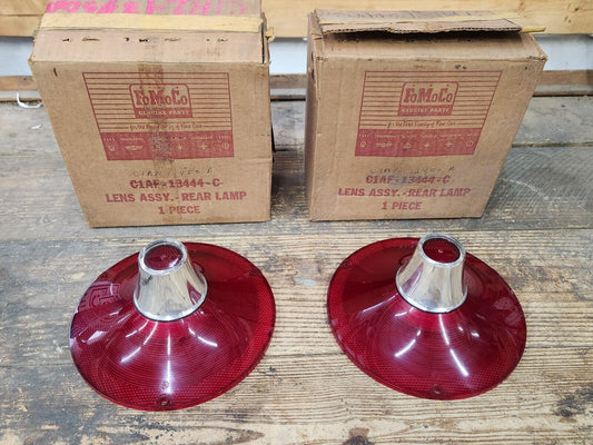 NOS OEM PAIR 1961 FORD FAIRLANE GALAXIE TAIL LIGHT LAMP LENS W/O BACK UP NIB