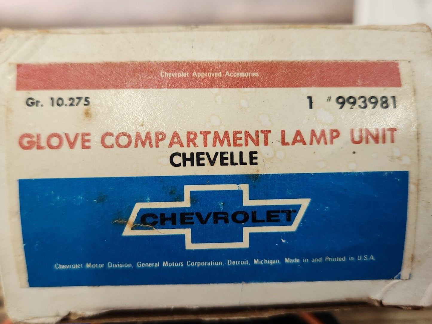 NOS OEM 1970 1971 1972 CHEVELLE GLOVE COMPARTMENT LIGHT LAMP & SWITCH GM 993981