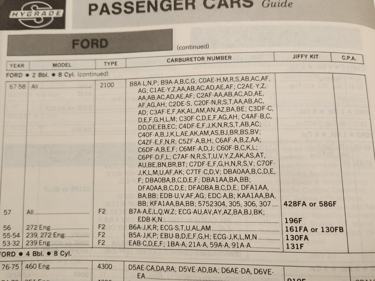 1957 FORD MOTORCRAFT F2 4 BARREL CARBURETOR REBUILD REPAIR KIT MADE IN USA ALL