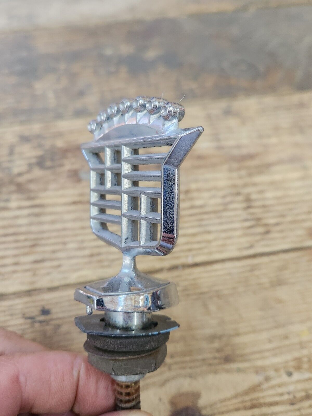 1977-81 Cadillac Deville Skeleton Hood Ornament  1610460 with Base and Nut