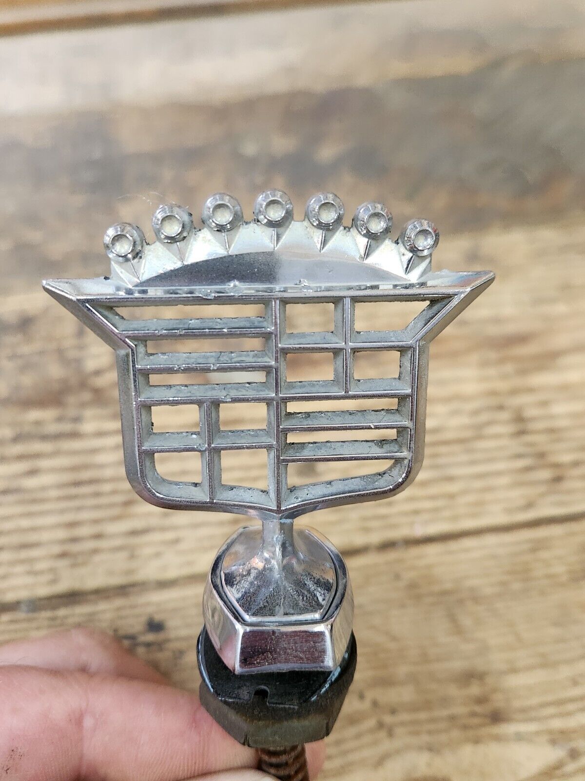1977-81 Cadillac Deville Skeleton Hood Ornament  1610460 with Base and Nut