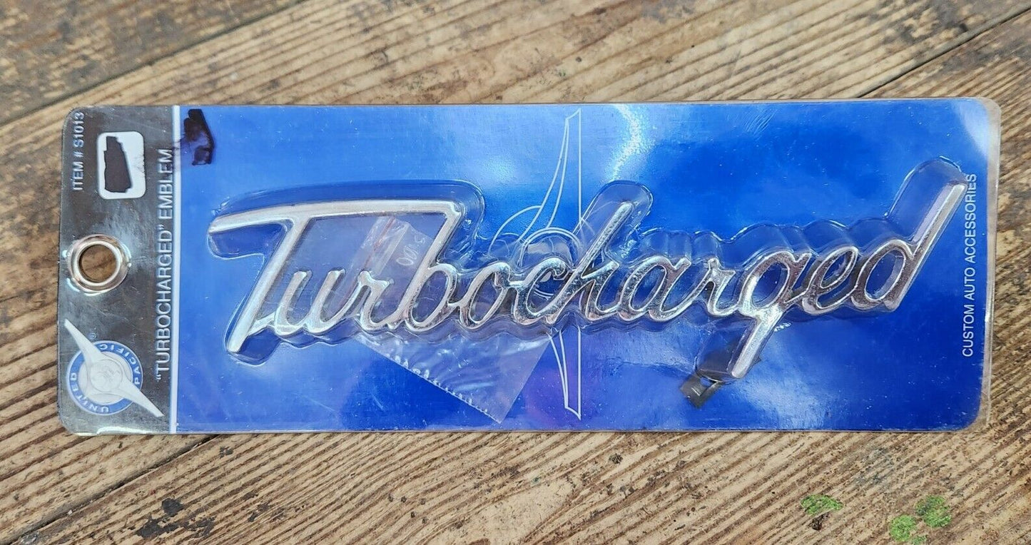 Turbocharged Chrome Metal Script Emblem Universal Fit (Drilling Required) NEW