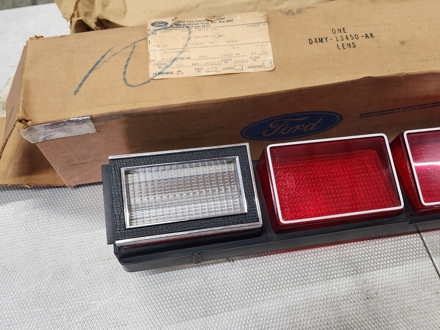 NOS OEM Ford 1974 Mercury Tail Light Lens Rear Lamp Monterey Marquis LH