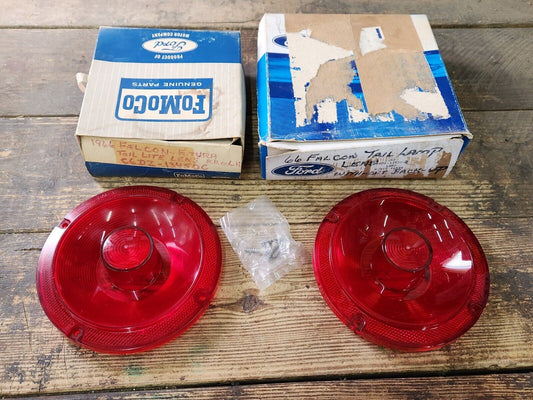 NOS OEM 1966 66 FORD FALCON C6DZ-13450-C TAIL LIGHT LAMP LENS PAIR NIB