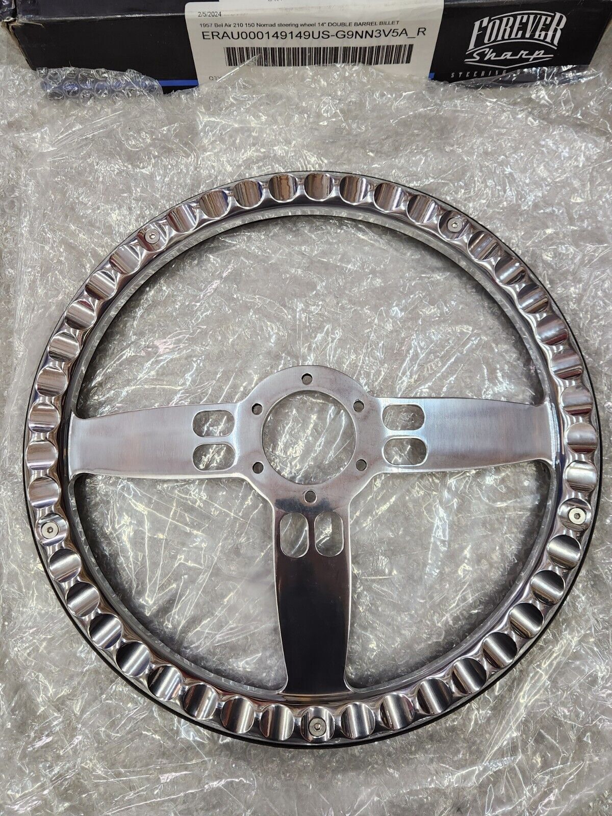 1957 Bel Air 210 150 Nomad Del Ray steering wheel 14" DOUBLE BARREL BILLET NEW