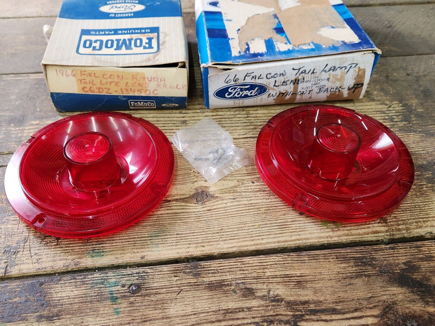 NOS OEM 1966 66 FORD FALCON C6DZ-13450-C TAIL LIGHT LAMP LENS PAIR NIB