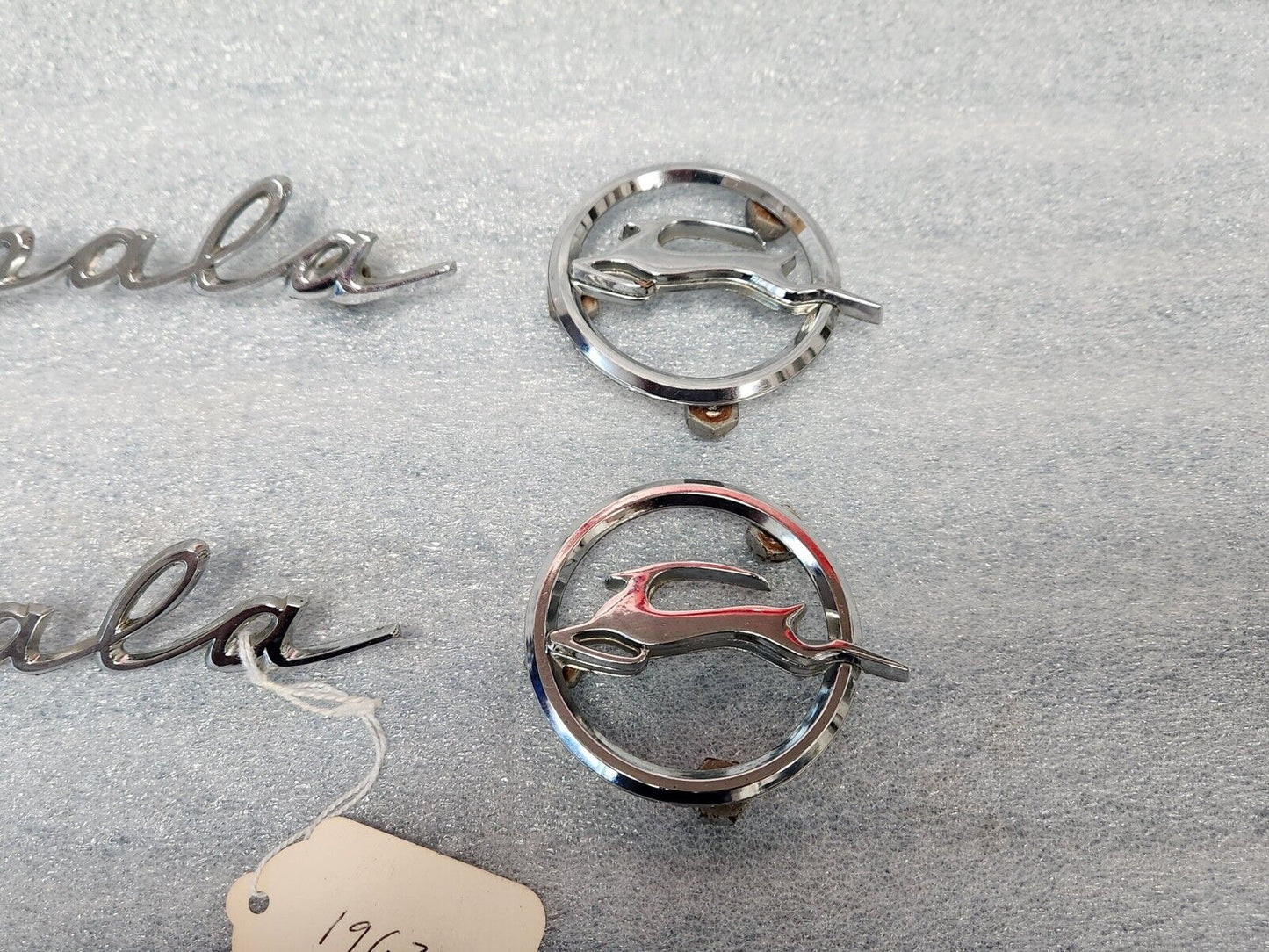 1962 Chevy Impala Rear Quarter Panel Emblems Scripts Deer Set Of 4 OEM GM