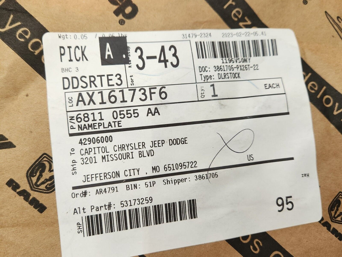 NEW OEM 2011-2020 Dodge Durango Citadel front door chrome Nameplate Emblem