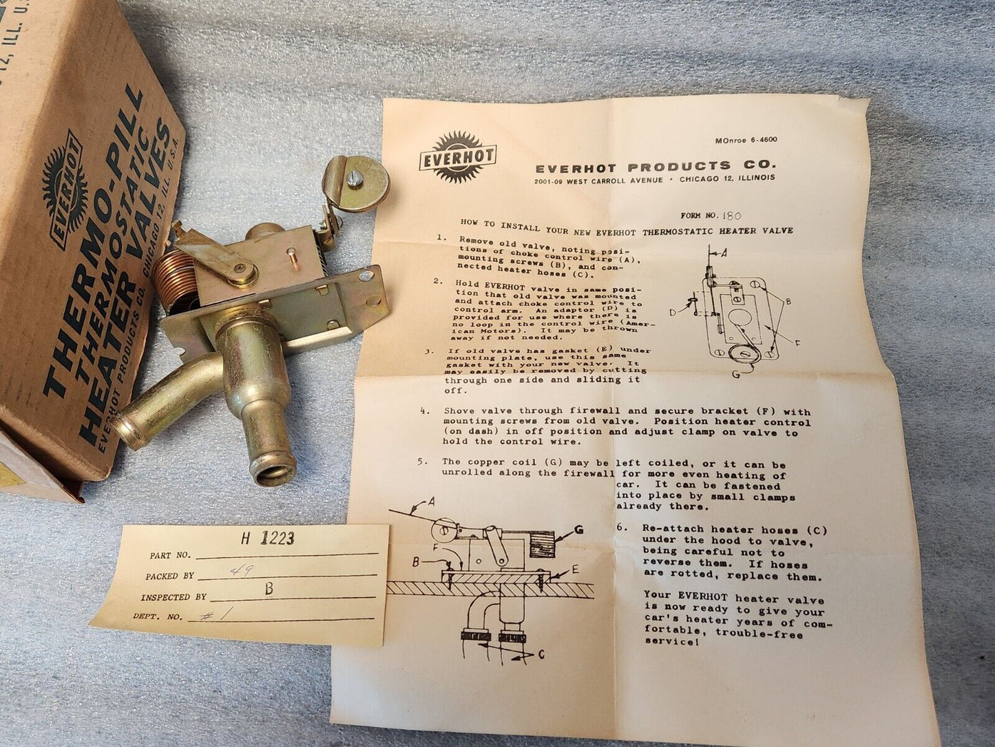 NEW Heater Control Valve on Firewall 1953-1956 Ford 1955-1957 T-Bird H1223