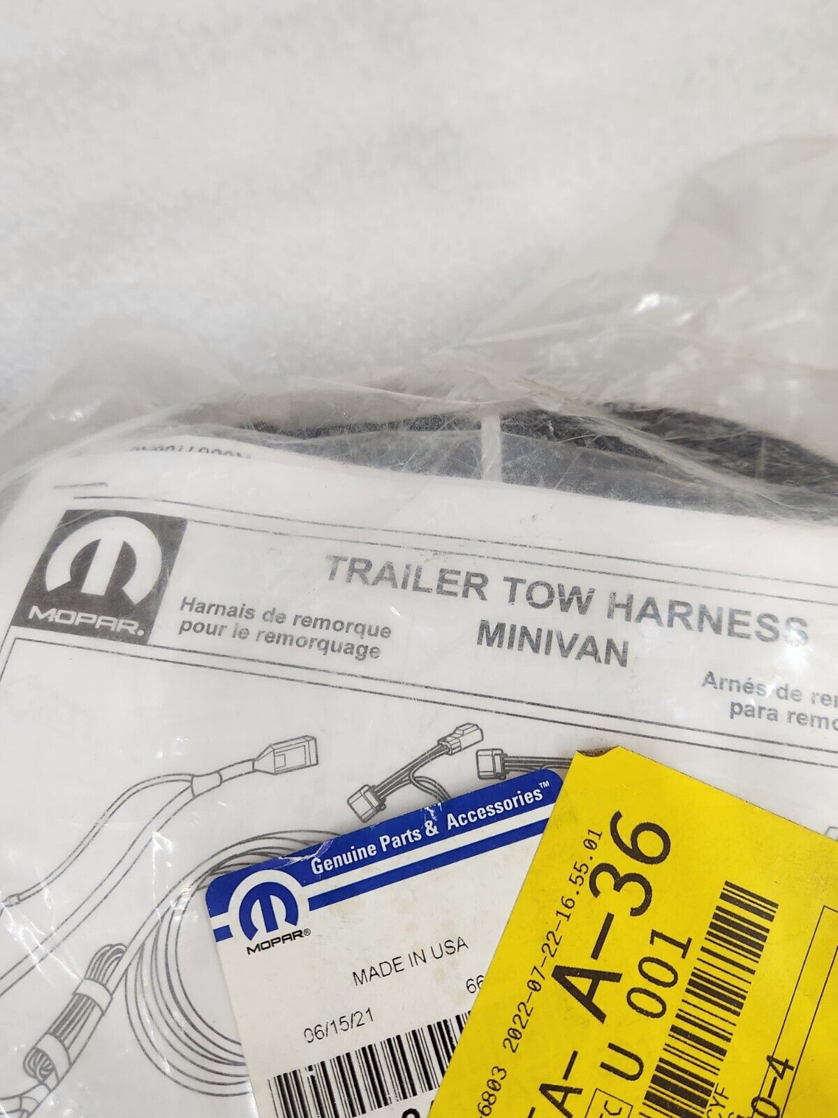 TOWN & COUNTRY GRAND CARAVAN TRAILER TOW 7 WAY WIRING KIT OEM MOPAR 82212455AE