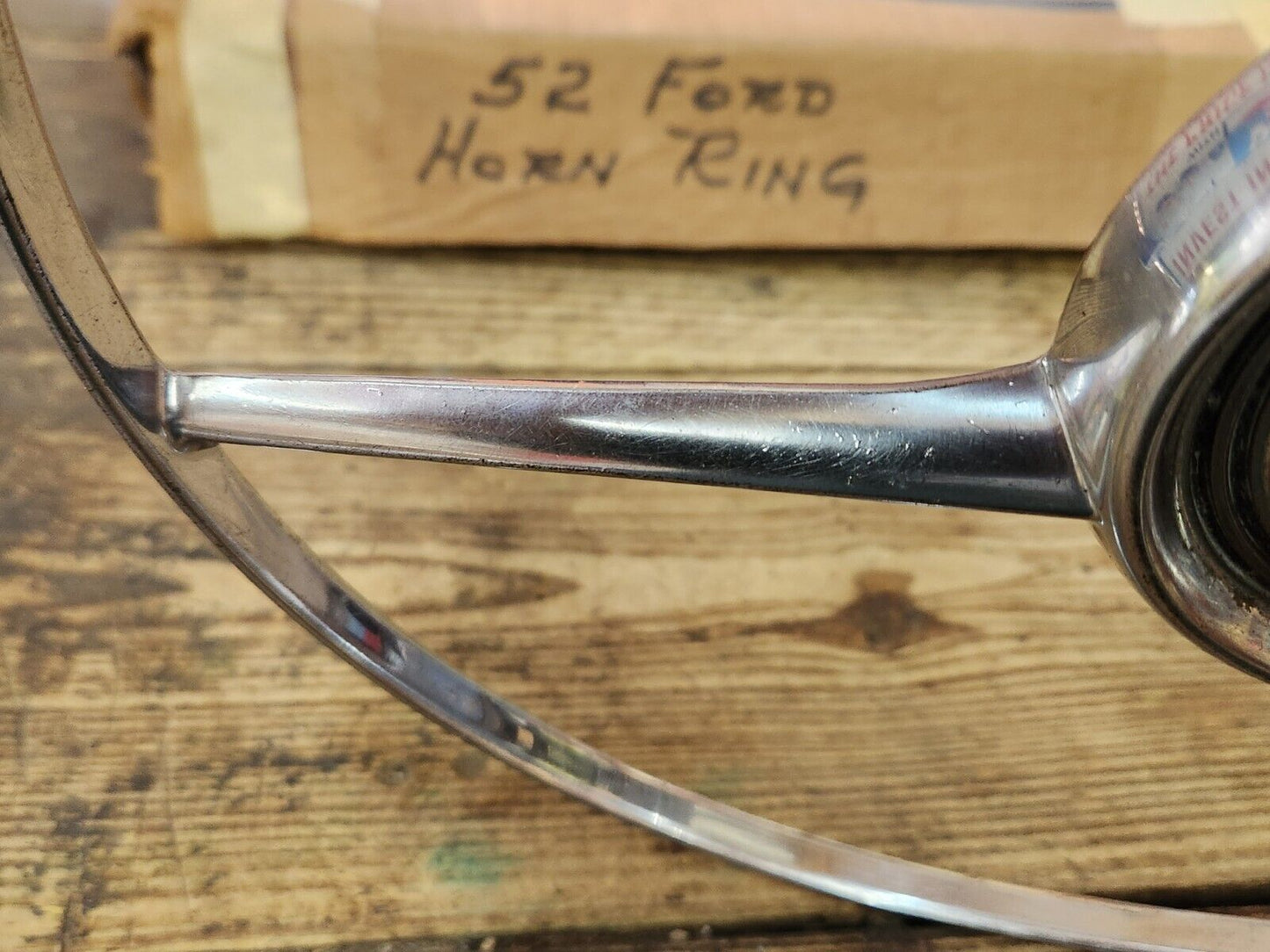 Original 1952 Ford Horn Ring Sunliner Victoria Crestline Steering Wheel NICE