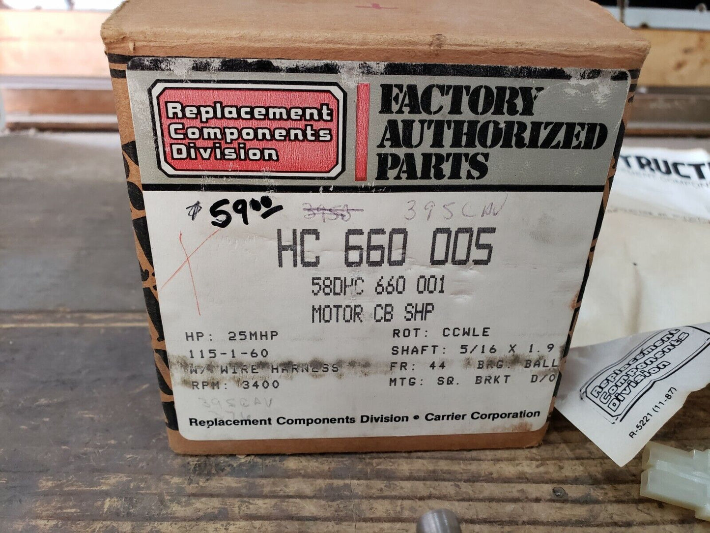 NEW OEM Carrier Replacement Components Division  HC 660 005  Motor FREE SHIPPING