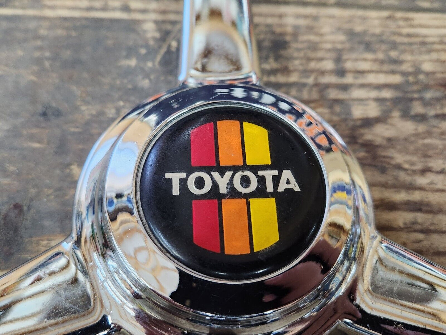 RARE VTG NOS TRD Toyota Tri Spoke Chrome Knock Off Spinner Wheel Center Caps Set