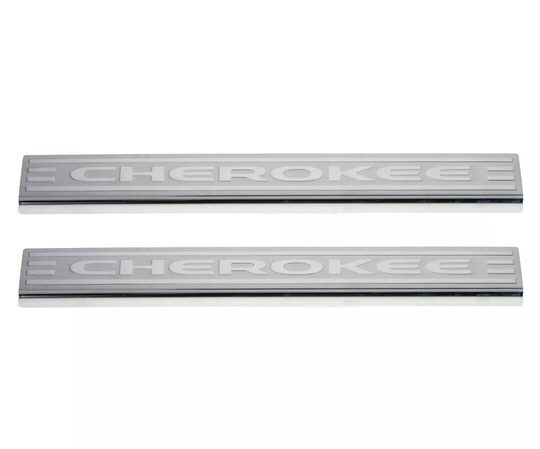 14-20 JEEP CHEROKEE FRONT DOOR STAINLESS STEEL SILL PLATE GUARD OEM NEW MOPAR