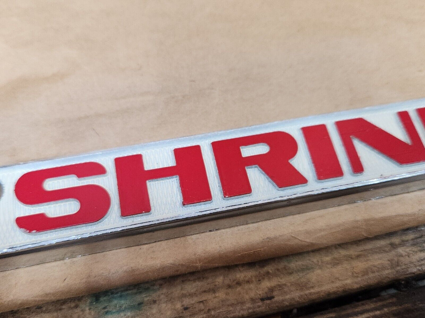 NEW NOS Vintage PROUD TO BE A SHRINER Metal Chrome Embossed License Plate Frame