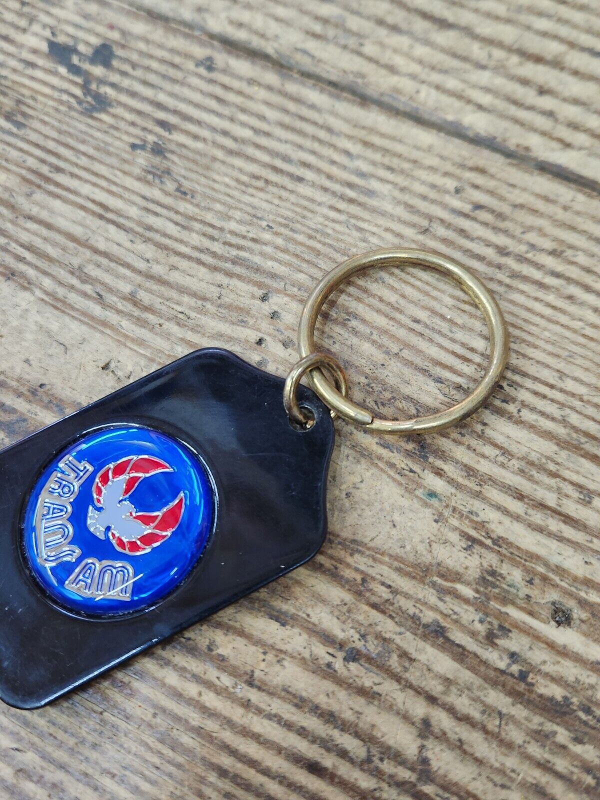 Vintage Metal Keychain Pontiac TRANS AM Car Emblem Logo Key Ring Blue Red Black