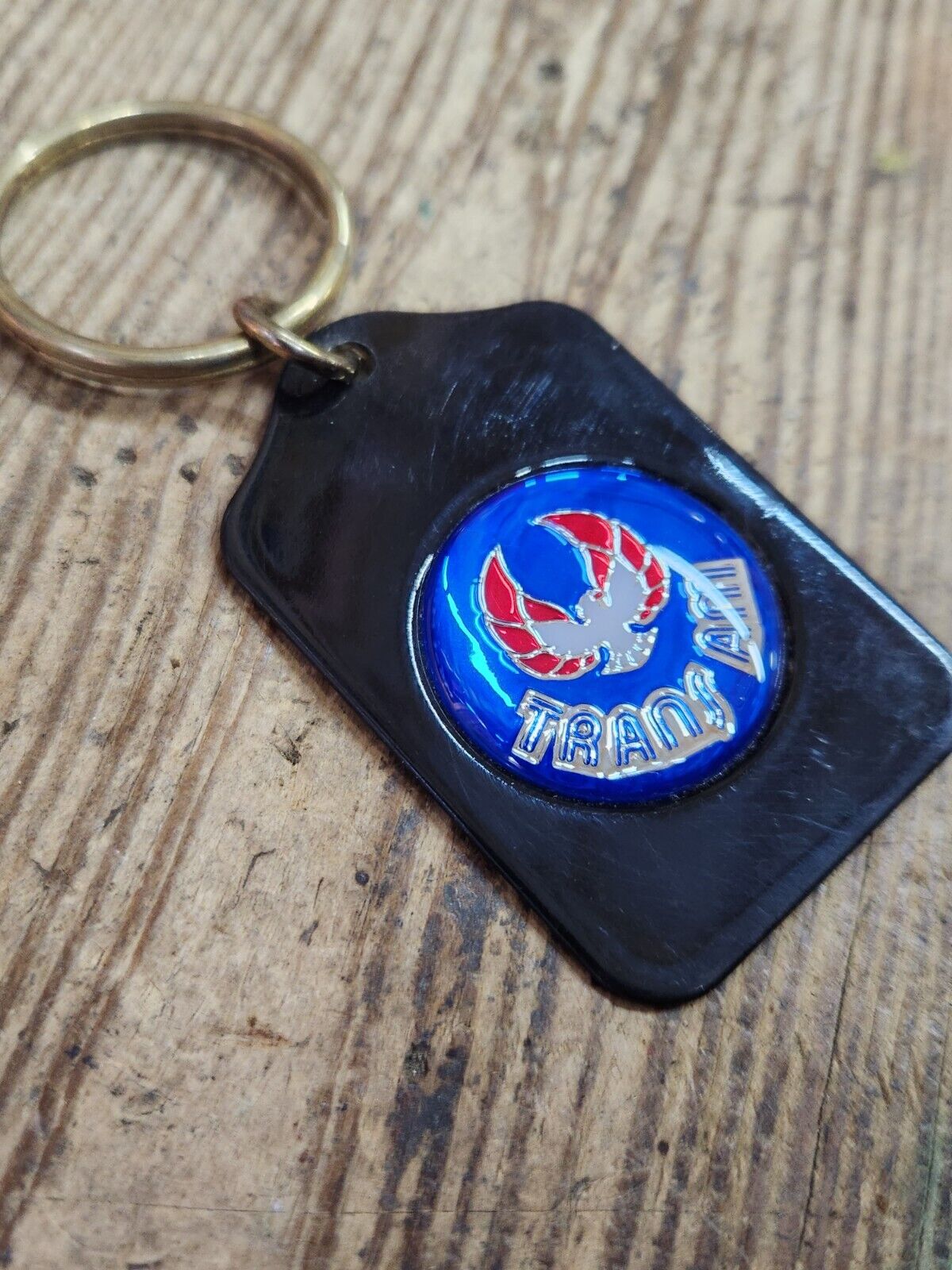 Vintage Metal Keychain Pontiac TRANS AM Car Emblem Logo Key Ring Blue Red Black