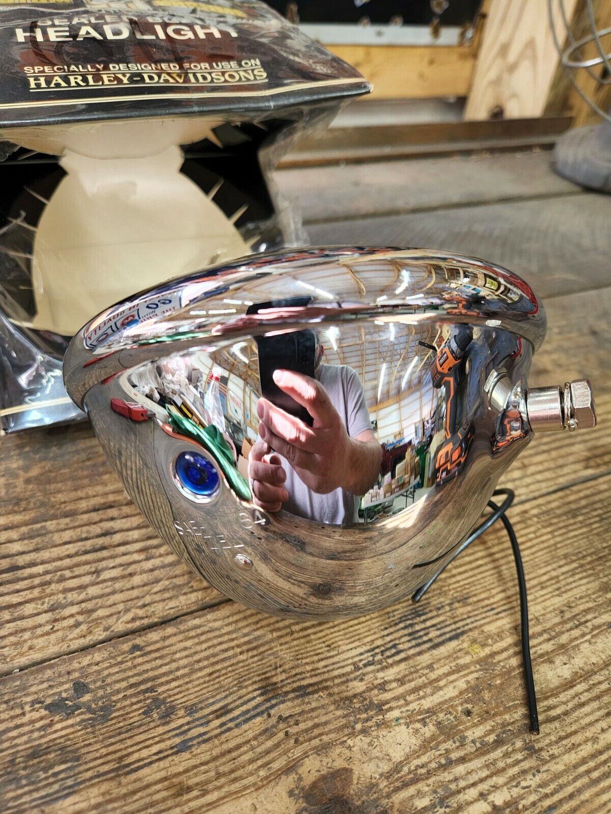 NEW 5 3/4" Chrome Round Headlamp Headlight 6V Harley Chopper Bobber Custom USA