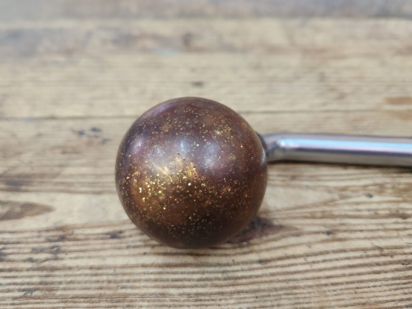 Vintage Gold Metal flake Shift Knob With Curved Extension Semi Truck Van Hot Rod