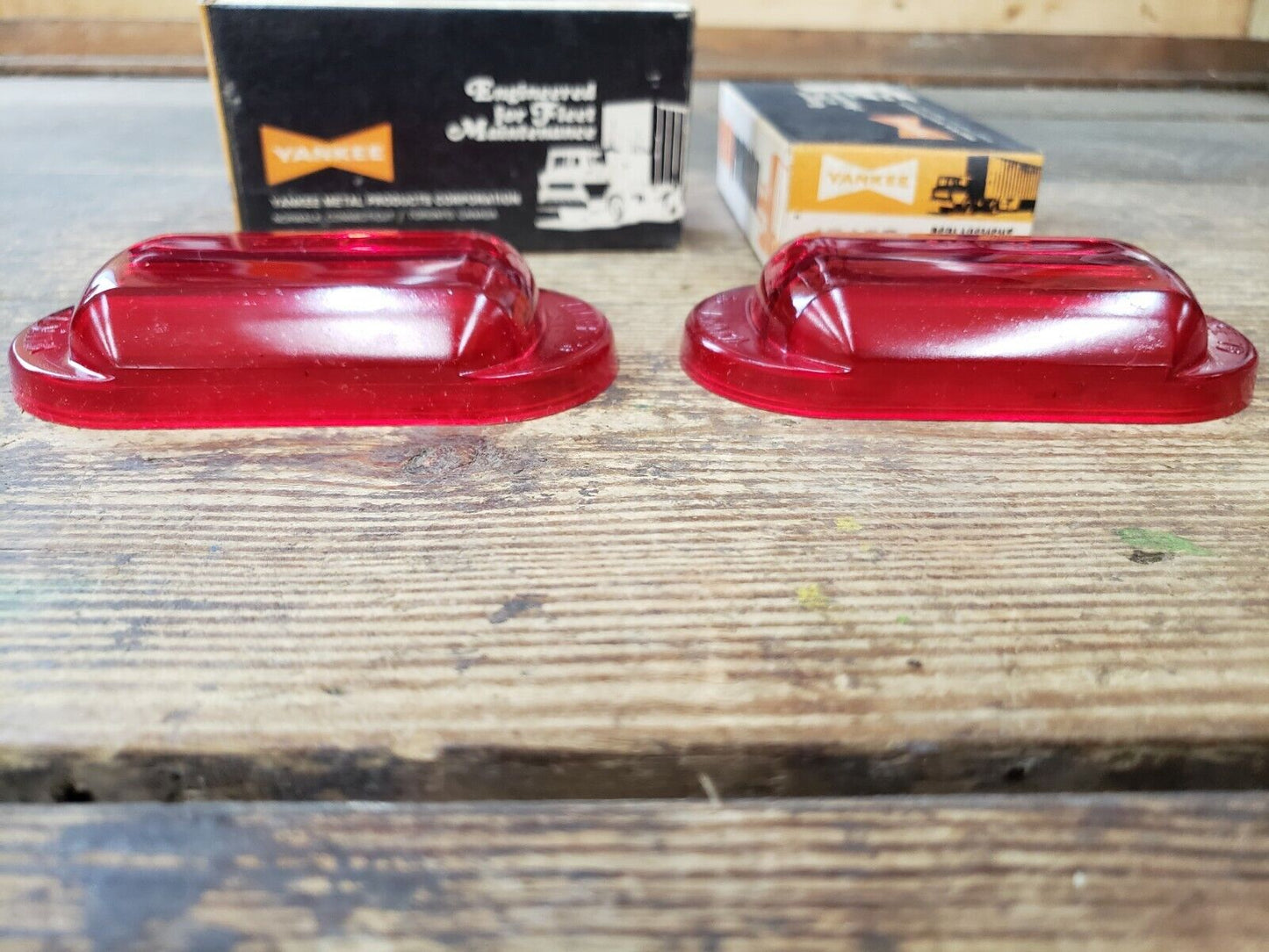 NOS vintage pair Yankee 79 Red Lens Marker Lamp Lights Travel Trailer Truck