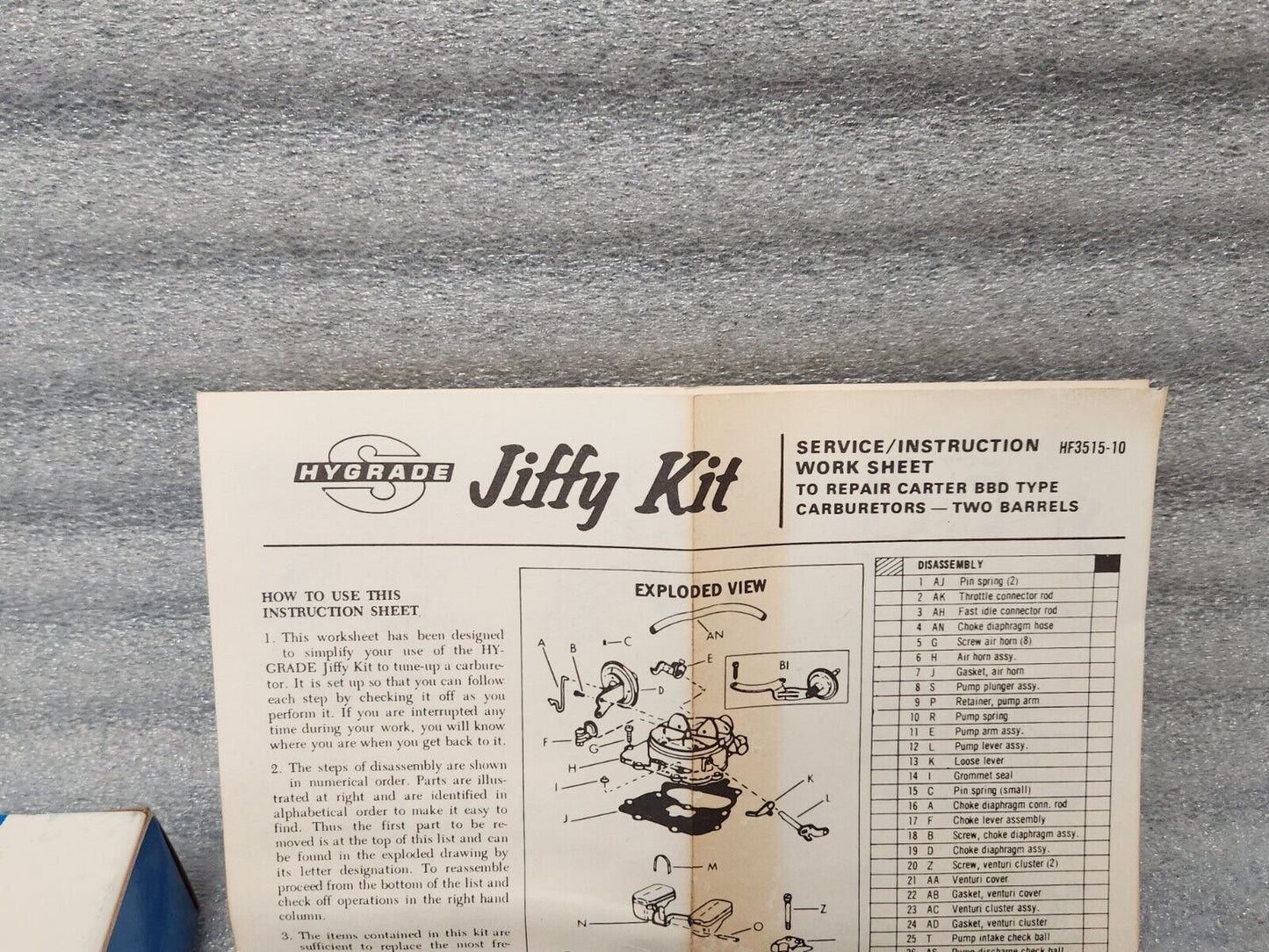 NEW CARTER BBD 2 BARREL CARBURETOR KIT 1968-1971 CHRYSLER DODGE PLYMOUTH 383 ENG