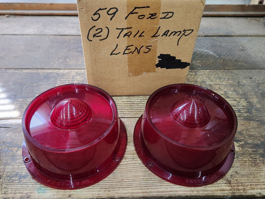 OEM 1959 Ford Fairlane Sunliner Skyliner Tail Light Lamp Lens Pair B9A-13450-A1