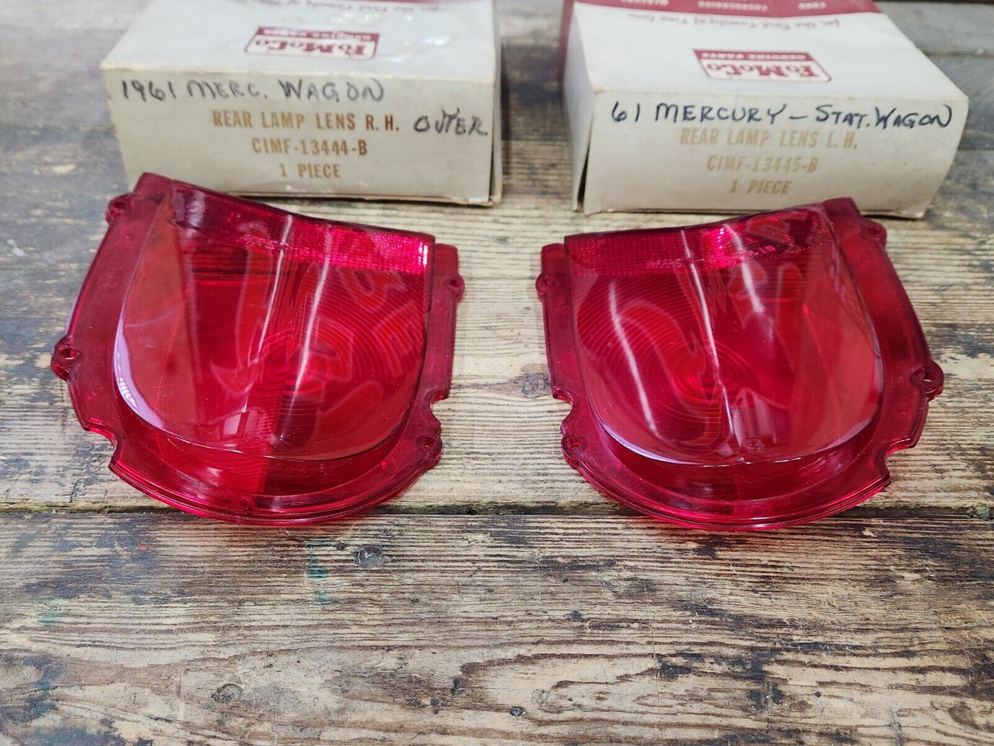 NOS 1961 Mercury Commuter Colony Park Wagon R&L PAIR REAR TAIL LIGHT LAMP LENSES